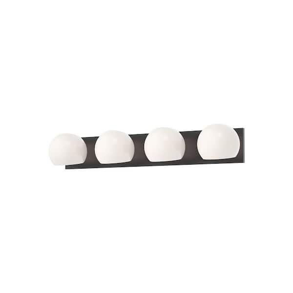 ALORA MOOD Willow 31-in 4 Light 60-Watt Matte Black/Opal Matte Glass Vanity Light