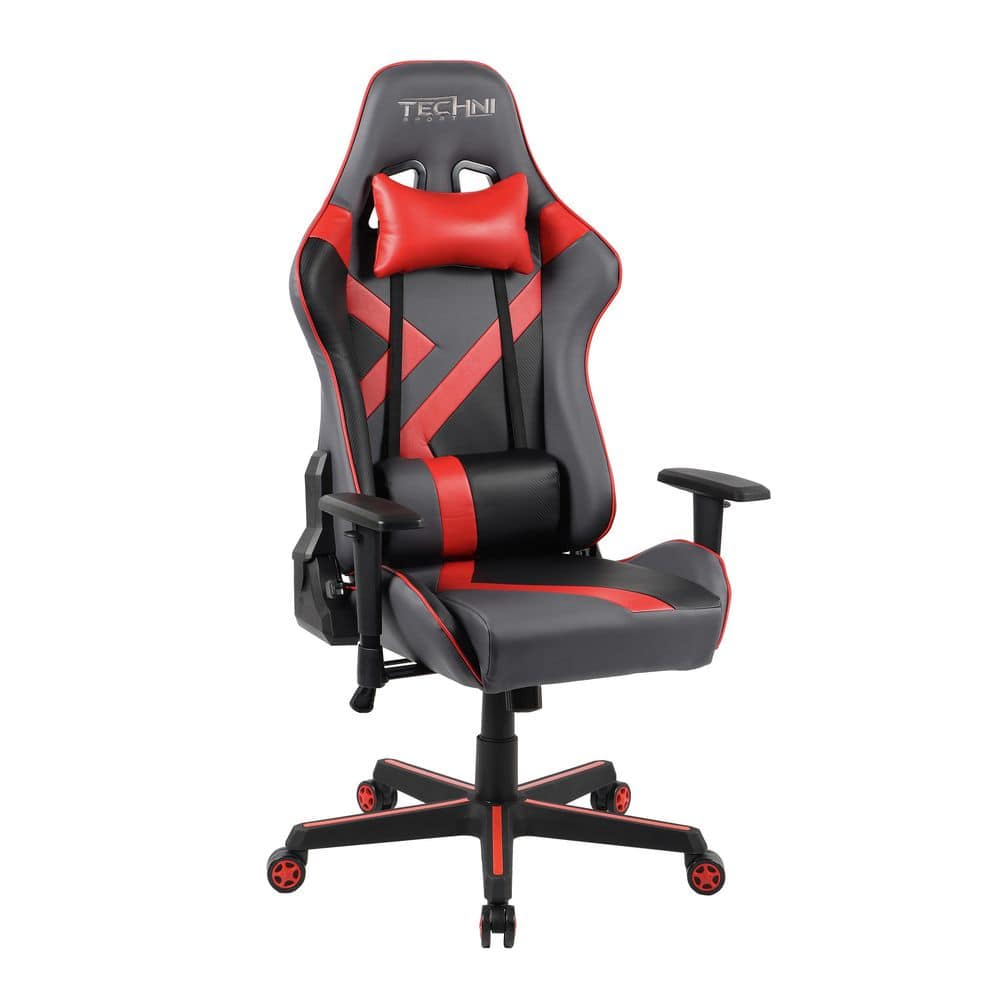Maincraft Black and Red Foam Ergonomic Adjustable Seat Height Swivel Racing Gaming Office Chair with Arms D01-GC023 - The Home Depot