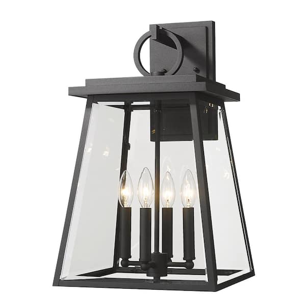 Broughton Black Outdoor Hardwired Wall Lantern Scone 521B-BK - The Home ...