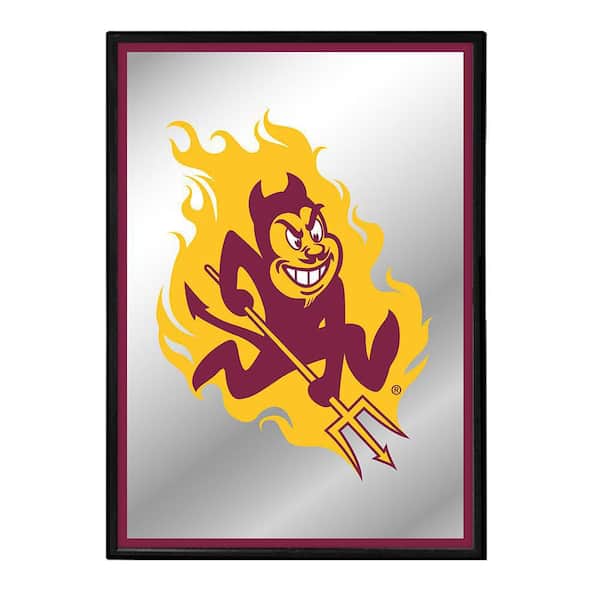 The Fan-Brand 19 in. X 28 in. Arizona State Sun Devils Mascot Framed Mirrored Decorative Sign