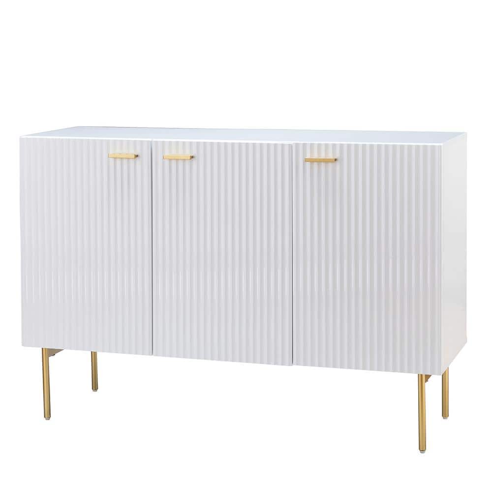 JAYDEN CREATION Laconia 47 in. Wide White Sideboard with 3-Doors and ...