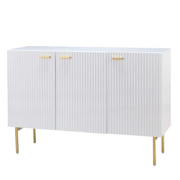 JAYDEN CREATION Laconia 47 in. Wide White Sideboard with 3-Doors and Adjustable Shelves