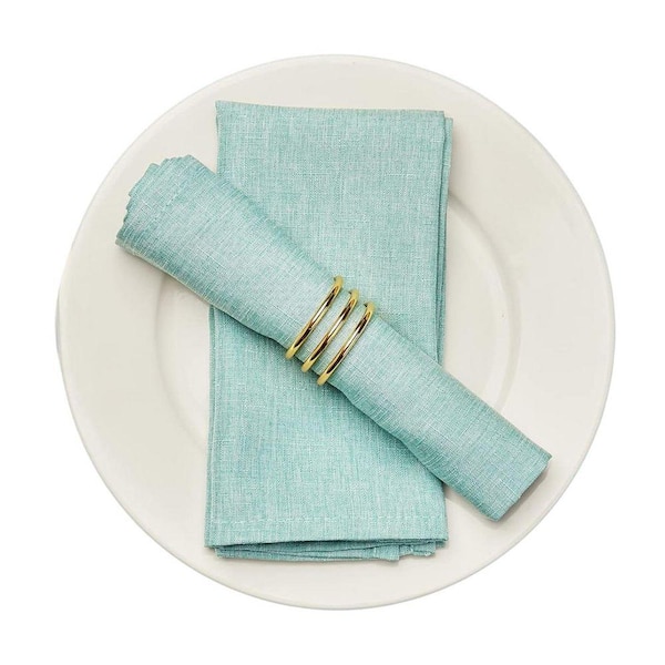 17 x 17 Inch Solid Washable Linen Style Napkins for Wedding Party Restaurant Dinner Parties (Turquoise Blue, Set of 6)