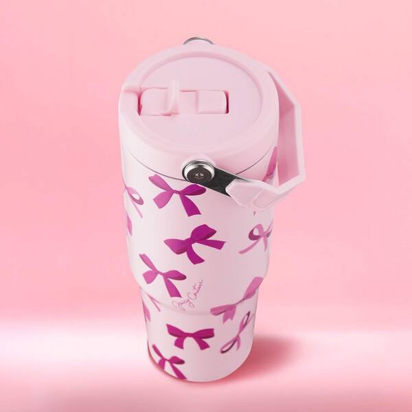JUICY COUTURE Flip & Sip 30 oz. Tossed Pink Bows Stainless Steel