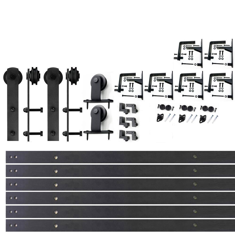 HOMACER 9 ft./108 in. Black Rustic Triple Track Bypass Sliding Barn