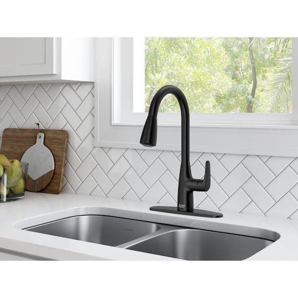 Colony Pro Single Handle Pull Down Sprayer Kitchen Faucet in Matte Black