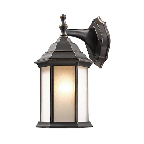 Unbranded Waterdown Oil Rubbed Bronze Outdoor Hardwired Lantern Wall Sconce with No Bulbs Included