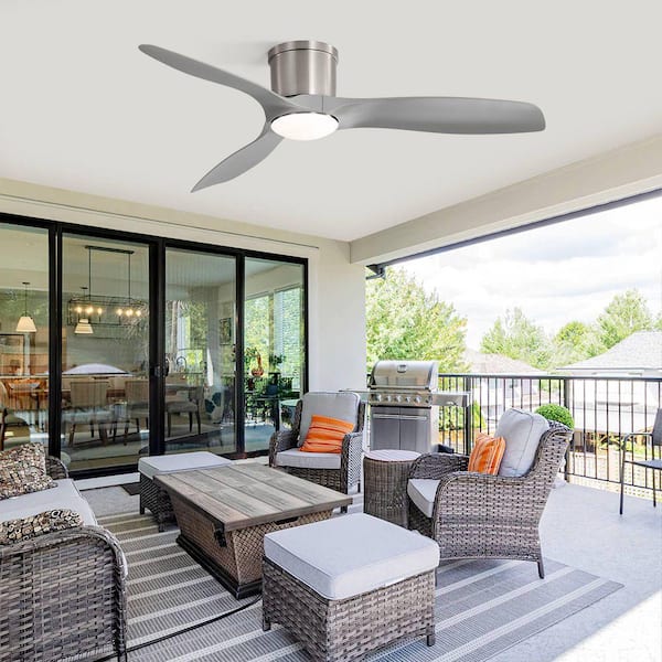 Avex 52 in. Brushed Nickel Gray Standard Flush Mount Ceiling Fan with Remote Control and Dimmable Integrated LED
