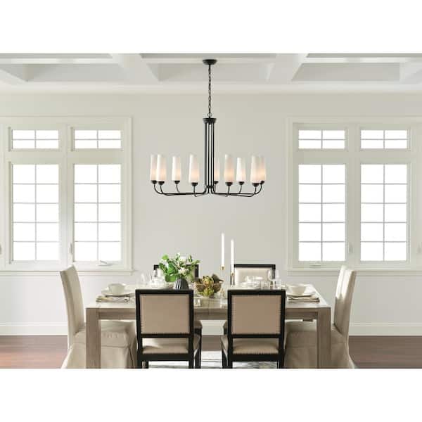 Truby 38 in. 9-Light Black Art Deco Shaded Empire Chandelier for Dining Room