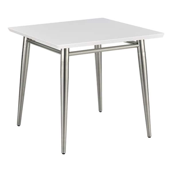 Brooklyn 22 in. White/Brushed Nickel Square Wood End Coffee Table