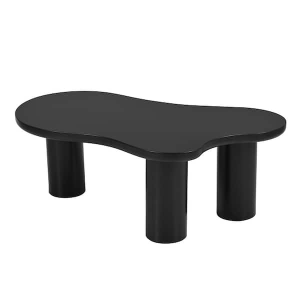 Black Cream Style Irregular End Table, Cloud Coffee Table with 1.5 in. Thick Tabletop and 3 Sturdy Legs