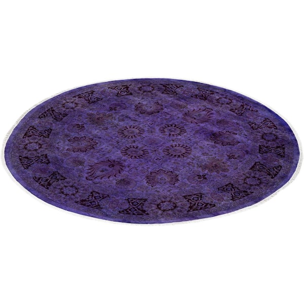 Overdyed Purple 6 ft. x 6 ft. Solid Wool Indoor Area Rug