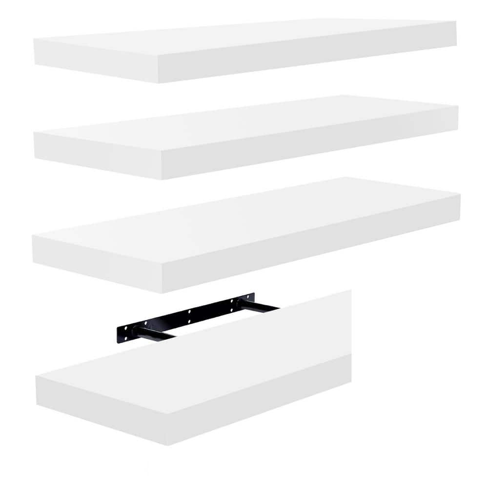 Floating Shelves, 9 in. W x 24 in. D White Decorative Wall Shelves, Farmhou