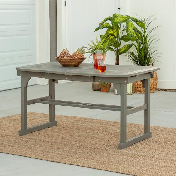 Walker Edison Furniture Company Boardwalk Grey Wash Acacia Wood Extendable Outdoor Dining Table