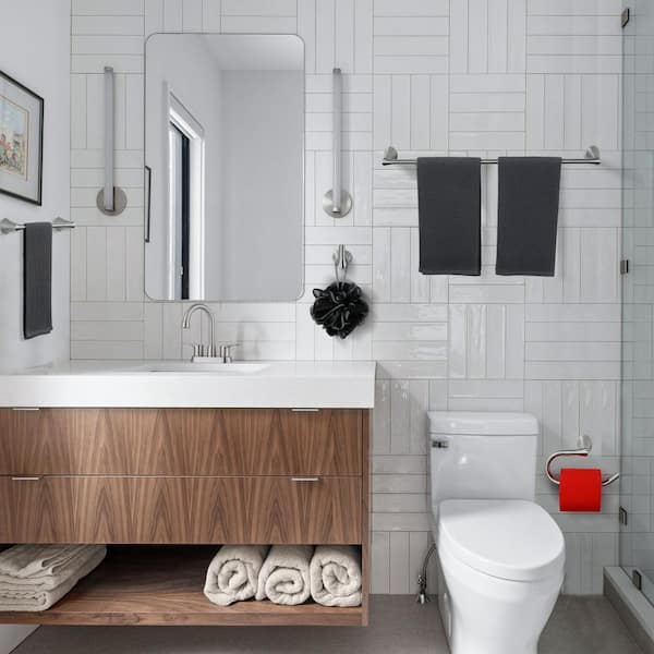 6-Piece Bath Hardware Set with Towel Bar, Toilet Paper Holder and Towel Hook in Brushed Nickel