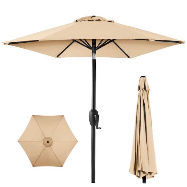 Best Choice Products Sand 7.5 ft. Outdoor Market Patio Umbrella with Crank and Tilt