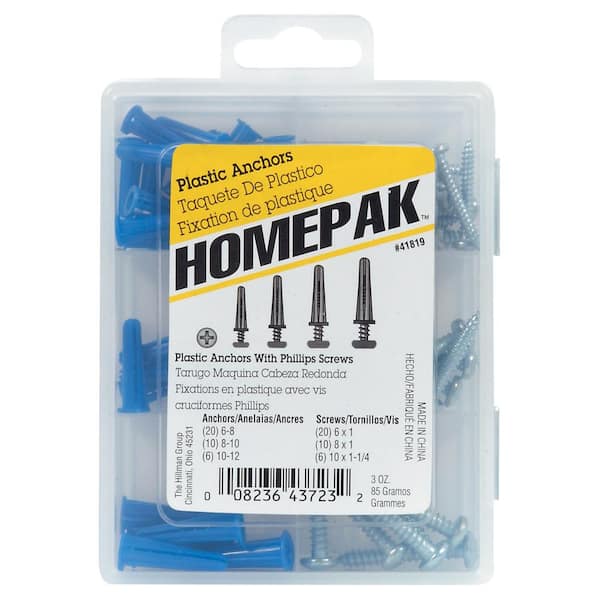 Hillman HOMEPAK Plastic Anchors with Pan Head Screws Assorted Kit (72-Pack)