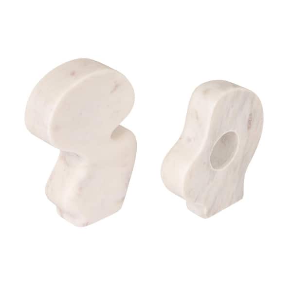 White 6.5 in. x 5 in. Irregular Shaped Ceramic Abstract Sculptures