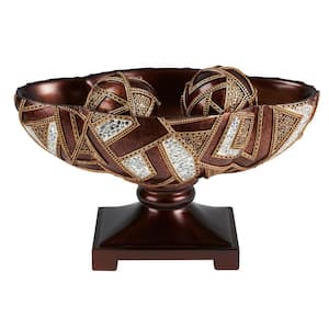 Cherry Oak Polymosaic Polyresin Decorative Bowl With Spheres