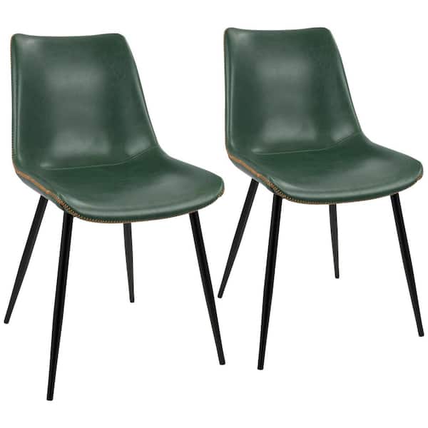 Lumisource Black and Green Durango Vintage Faux Leather Dining Chair (Set of 2)