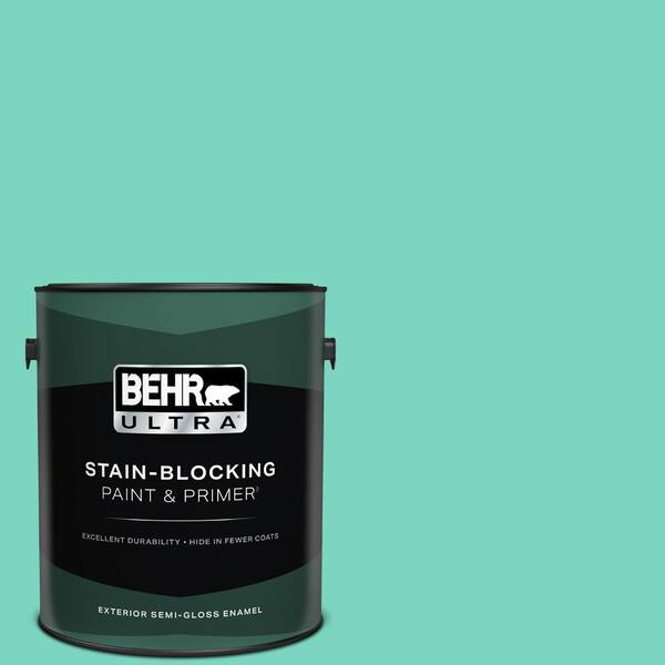 BEHR ULTRA 1 gal. #P430-3 Green Parakeet Semi-Gloss Enamel Exterior Paint & Primer