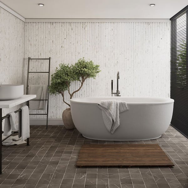 Marbilia Fluted Terrazo White 16 in. x 47 in. Porcelain Wall Tile (15.66 sq. ft. /Case)