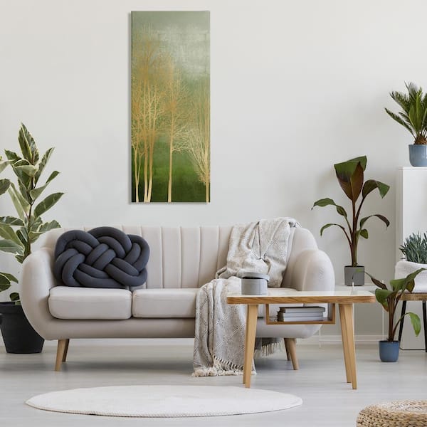 Minimal Gold Branches by Kate Bennett Unframed Nature Graphic Art Print 48 in. x 20 in.