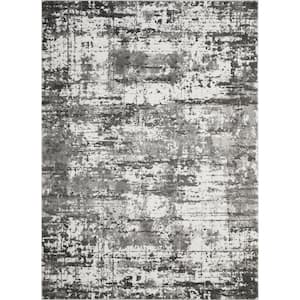 Rhane Vailin Gray 9 ft. 10 in. x 12 ft. 10 in. Abstract Polypropylene Area Rug