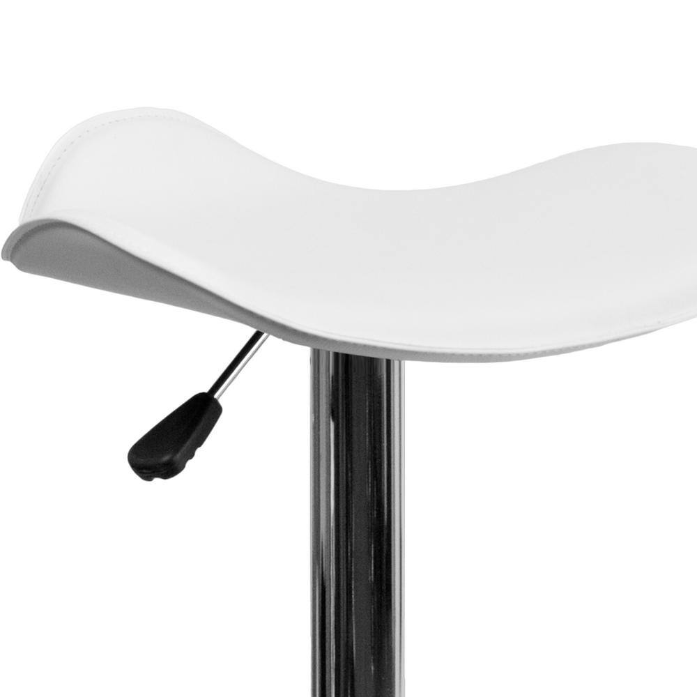 White Adjustable Height Swivel Barstool with Chrome Base