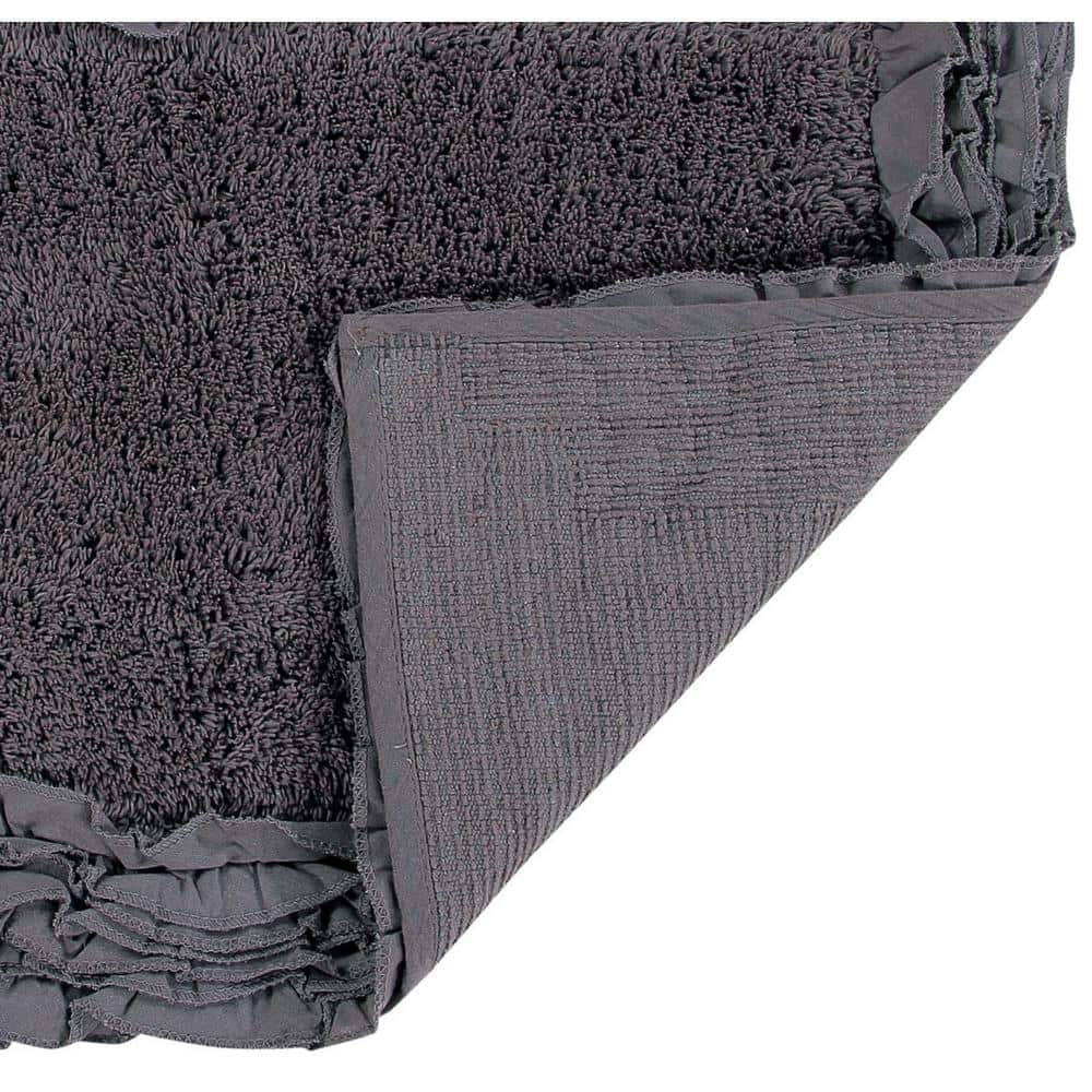 Better Trends Gray Shaggy Border Cotton 3 Piece Bath Rug Set