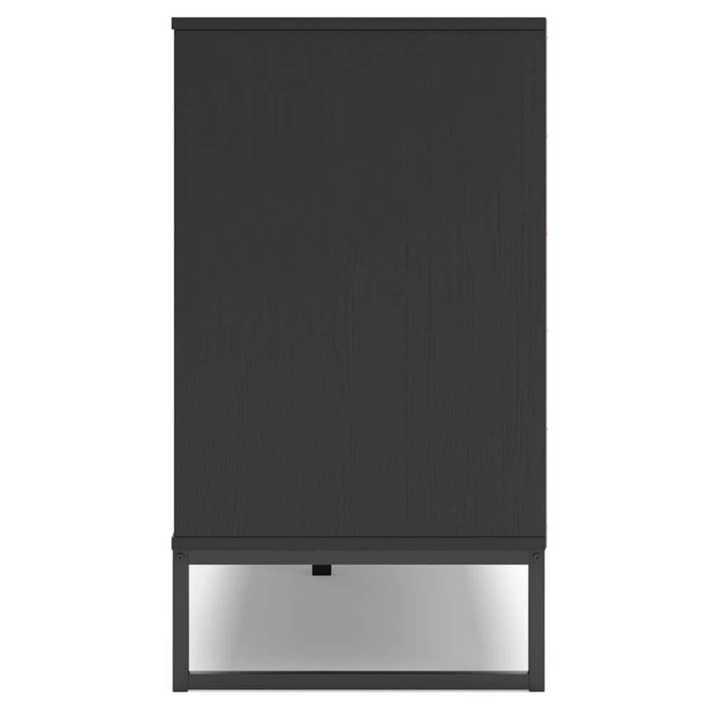 Matte Black 6-Drawer Modern Dresser with Pewter Accents