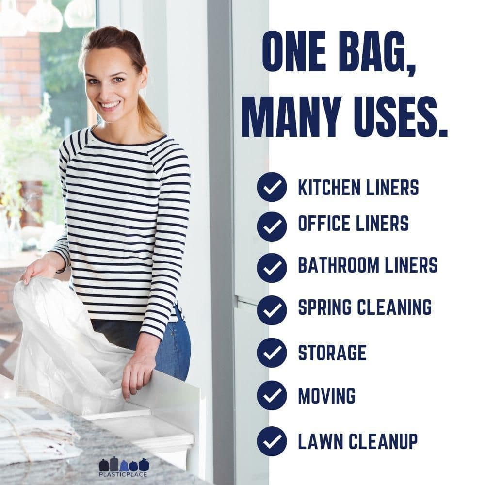 8 Gallon White Drawstring Trash Bags, 200 Count