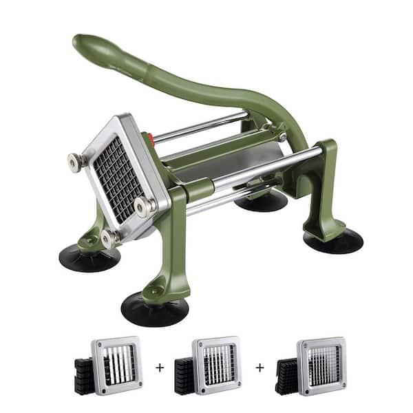 French Fry Cutter, Stainless Steel Blades Potato Slicer, Manual Chopper with Suction Cups for Home, Kitchen, Veggies