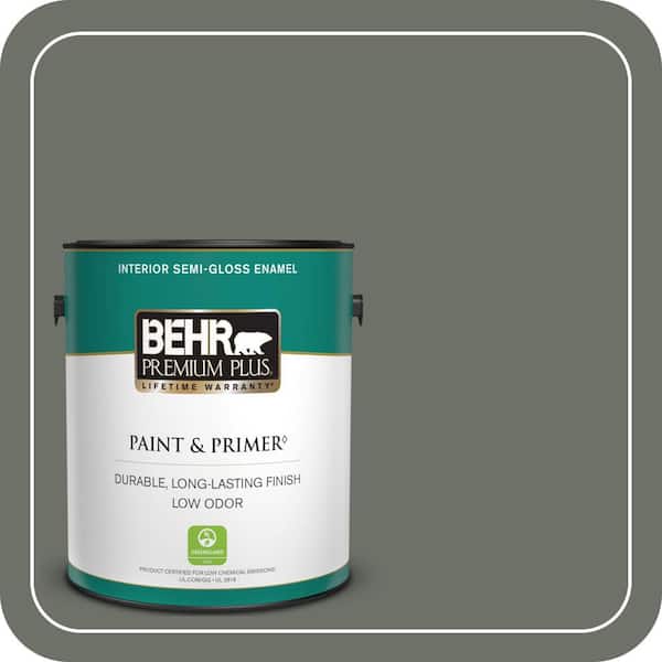 BEHR PREMIUM PLUS 1 gal. #ECC-41-3 Laurel Oak Semi-Gloss Enamel Low Odor Interior Paint & Primer