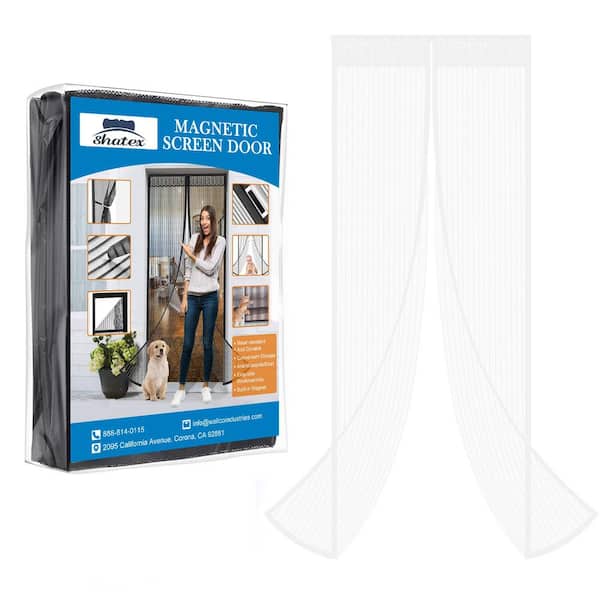 Shatex 39 in. x 83 in. White Magnetic Screen Door with Heavy Duty Magnets and Diamond Mesh Curtain