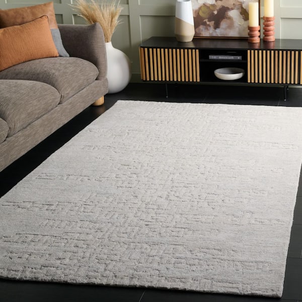 Harvest 8 ft. x 10 ft. Silver/Ivory Solid Color Area Rug
