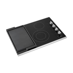 30 in. Radiant Electric Cooktop in Stainless Steel with 4 Burner Elements and Reversible Grill, Griddle