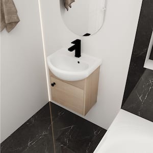 Anky 18.1 in. W. x 14.4 in. D x 20.9 in. H Single Sink Bath Vanity in Plain Light Oak with White Ceramic Top