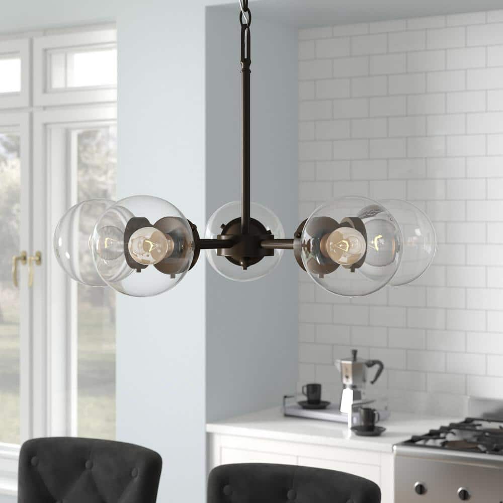 Knoll 26" Sputnik Chandelier in Oil Rubbed Bronze with Clear Glass