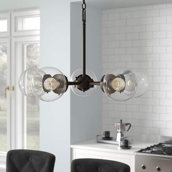 Knoll 5-Light Oil Rubbed Bronze Retro Sputnik Chandelier for Dining Areas with No Bulbs Included