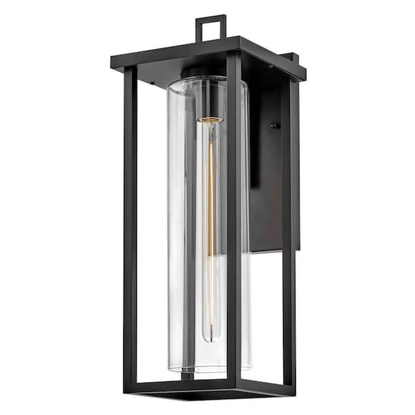 LARK - Mateo 1-Light Black Hardwired Outdoor Wall Lantern Sconce