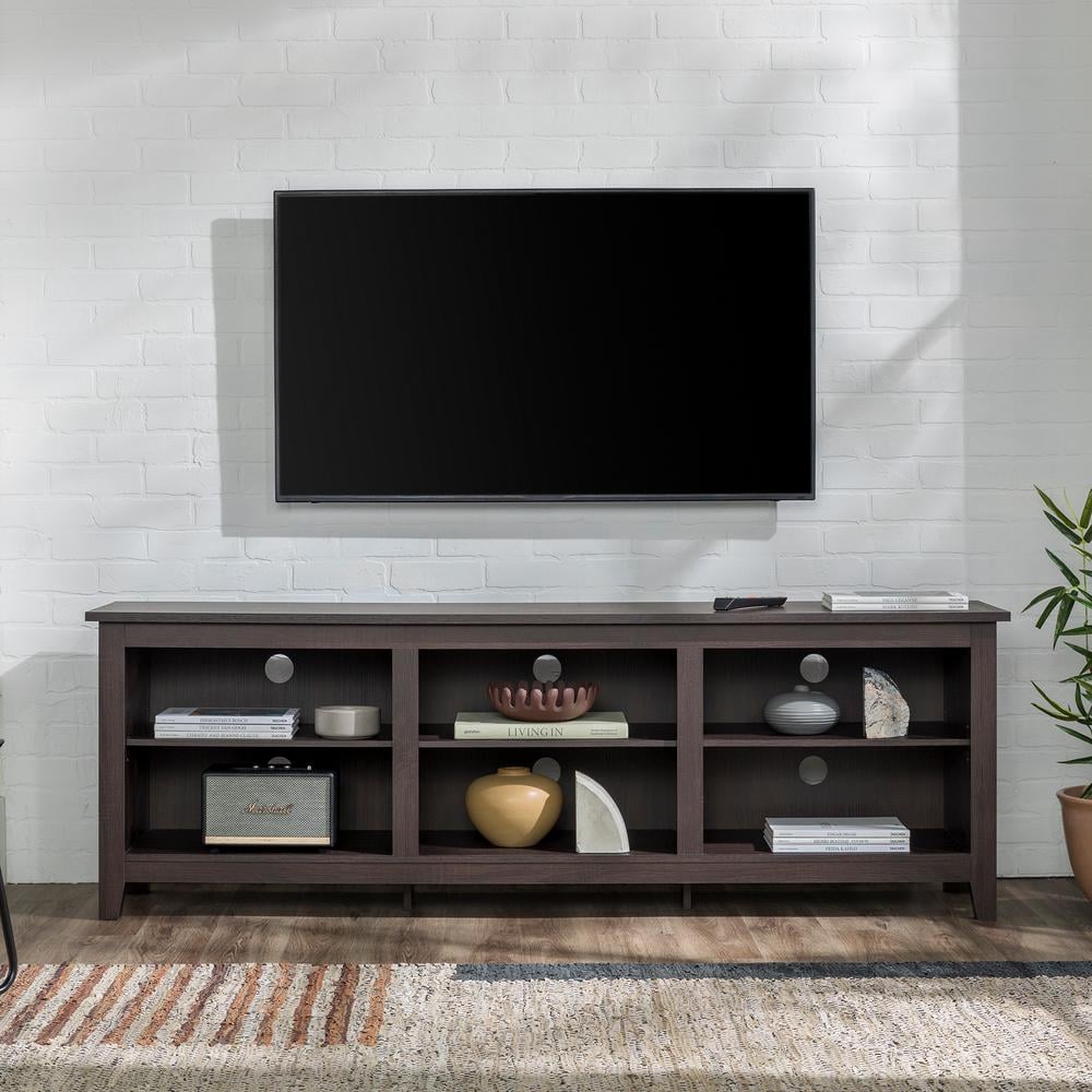Espresso 70" MDF Wood TV Stand with Cabinet