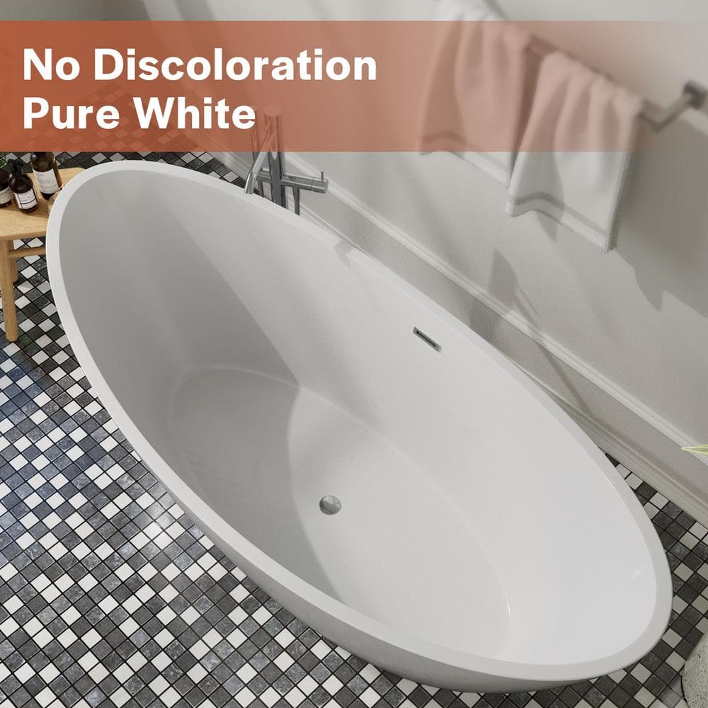Empava 59'' White Acrylic Freestanding Oval Soaking Tub
