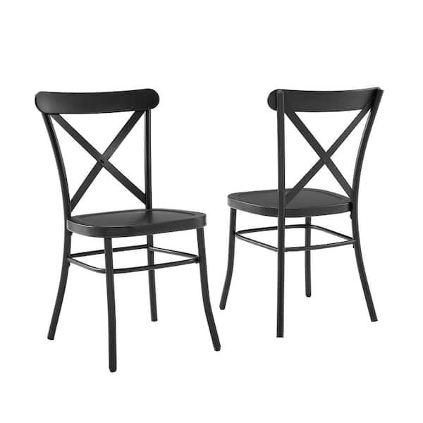 Metal Dining Chairs, Smilemart Industrial Modern Metal Dining Chairs Set Of 4 Black