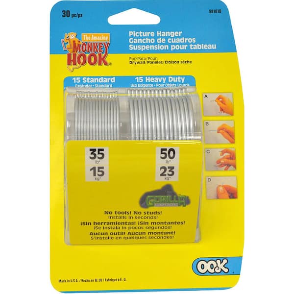 OOK 0.42 in. Monkey Hook/Gorilla Hook Combo Pack 591818 - The Home Depot