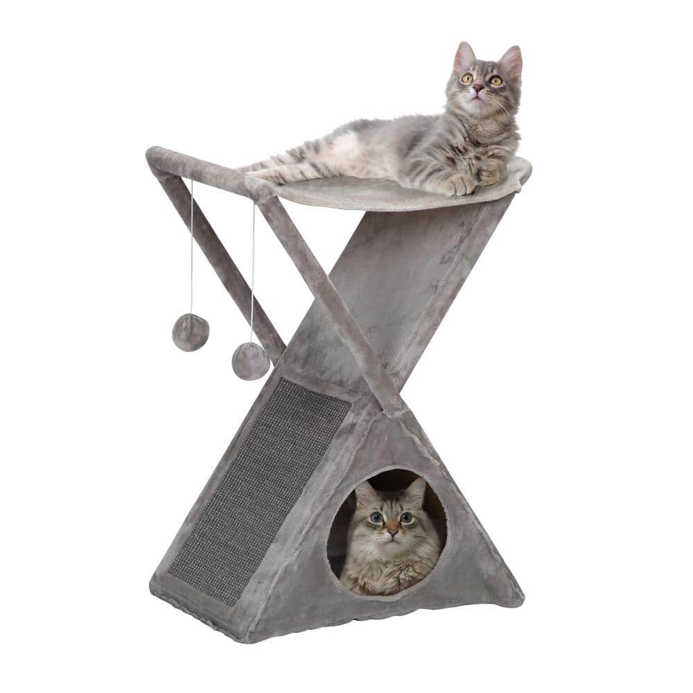 COZIWOW Fold and Store Cat Tree Condo, Cat Tower with Cat Scratching