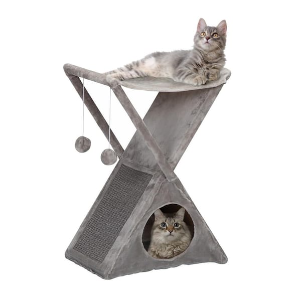 COZIWOW Fold and Store Cat Tree Condo, Cat Tower with Cat Scratching Post
