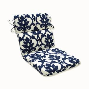 Damask Outdoor/Indoor 21 in. W x 3 in. H Deep Seat, 1-Piece Chair Cushion with Round Corners in Blue/White Basalto