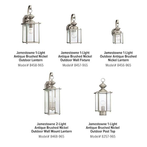 Generation Lighting - Jamestown 1-Light Antique Brushed Nickel Outdoor 12.5 in. Traditional Wall Lantern Sconce
