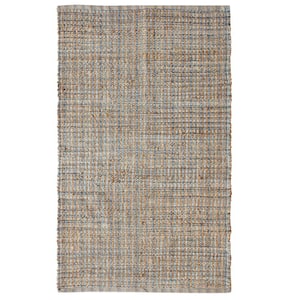 Contemporary Blue/Tan 7 ft. 9 in. x 9 ft. 9 in. LR03305 Natural Jute Blend Indoor Area Rug